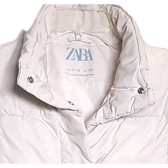 ZARA Beige Cream Full Zip Quilted Puffer Puff Vest Jacket Girls Size 11-12 XLNT - Picture 3 of 4